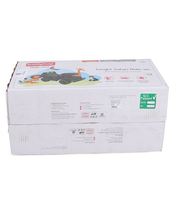 Babyhug Jungle Safari Foot To Floor Ride-On - Grey & Green