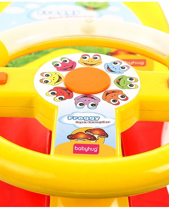 Babyhug Froggy Gyro Swing Car With Easy Steering Wheel - Red