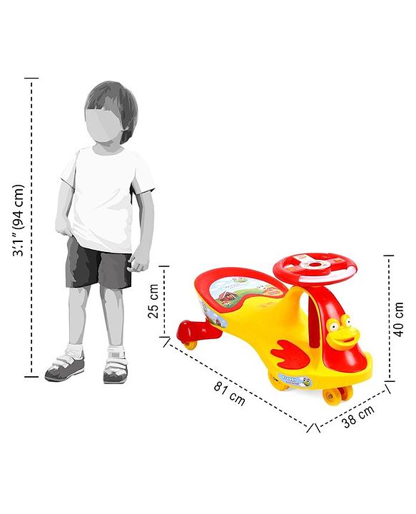 Babyhug Froggy Gyro Swing Car With Easy Steering Wheel - Yellow