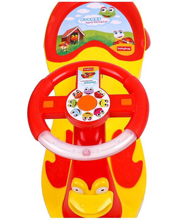 Babyhug Froggy Gyro Swing Car With Easy Steering Wheel - Yellow