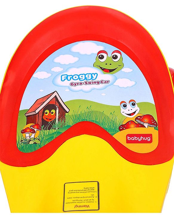 Babyhug Froggy Gyro Swing Car With Easy Steering Wheel - Yellow