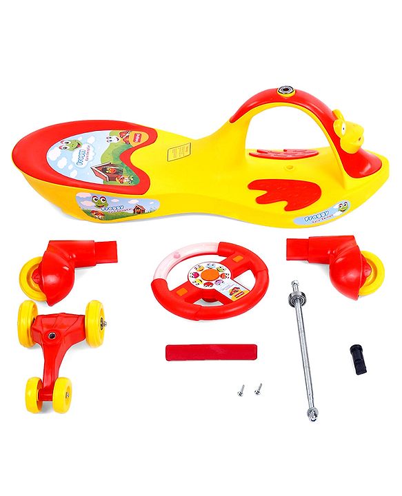 Babyhug Froggy Gyro Swing Car With Easy Steering Wheel - Yellow