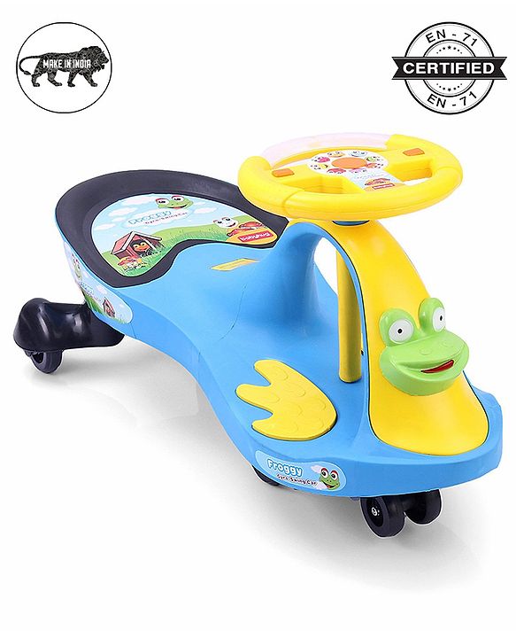 Babyhug Froggy Gyro Swing Car With Easy Steering Wheel - Blue