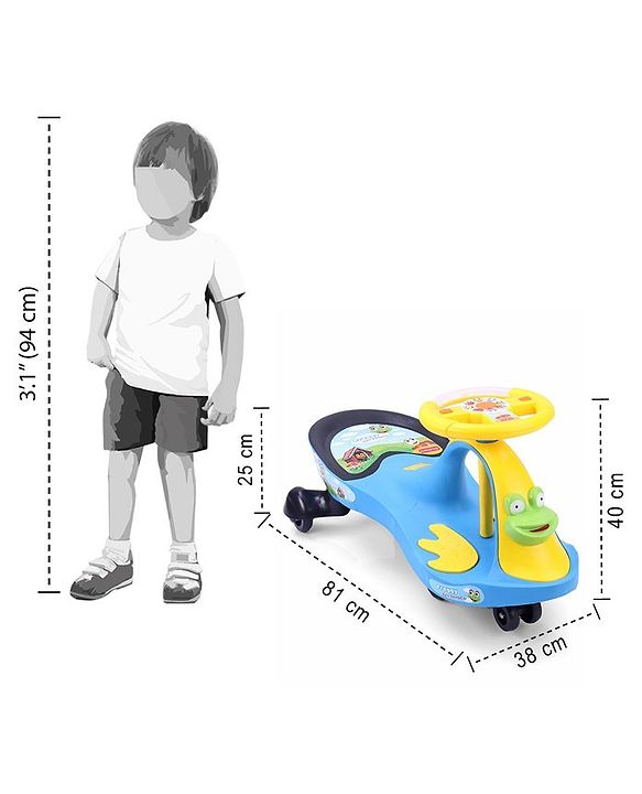 Babyhug Froggy Gyro Swing Car With Easy Steering Wheel - Blue