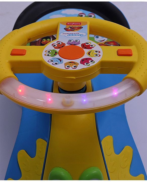 Babyhug Froggy Gyro Swing Car With Easy Steering Wheel - Blue