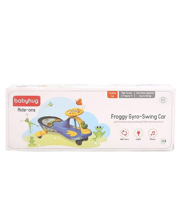 Babyhug Froggy Gyro Swing Car With Easy Steering Wheel - Blue