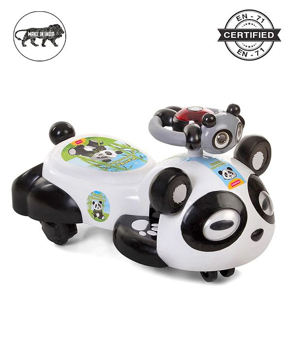 Babyhug Panda Gyro-Swing Car With Steering Wheel - Black & White