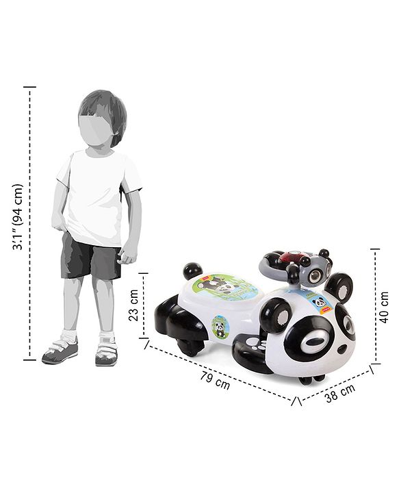 Babyhug Panda Gyro-Swing Car With Steering Wheel - Black & White