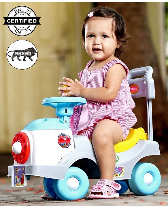 Babyhug Fun N Learn Ride-On With Storage Space & High Backrest - Yellow And Blue