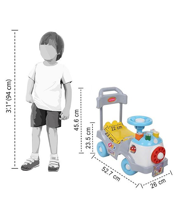 Babyhug Fun N Learn Ride-On With Storage Space & High Backrest - Yellow And Blue