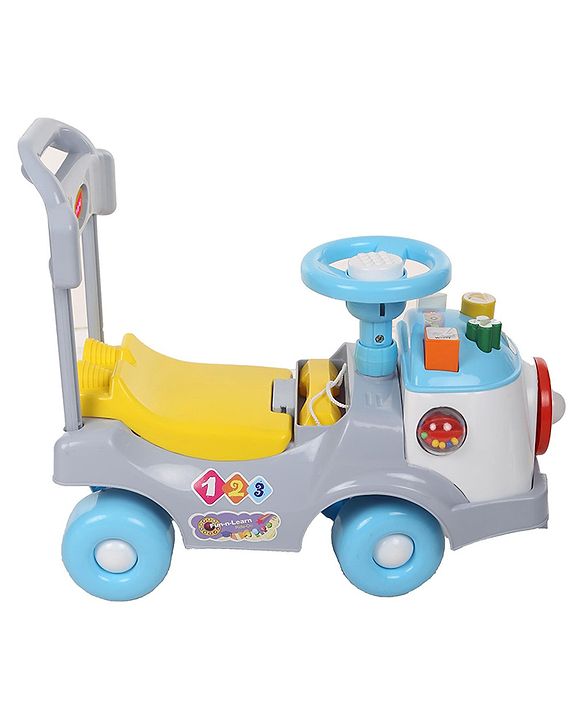 Babyhug Fun N Learn Ride-On With Storage Space & High Backrest - Yellow And Blue