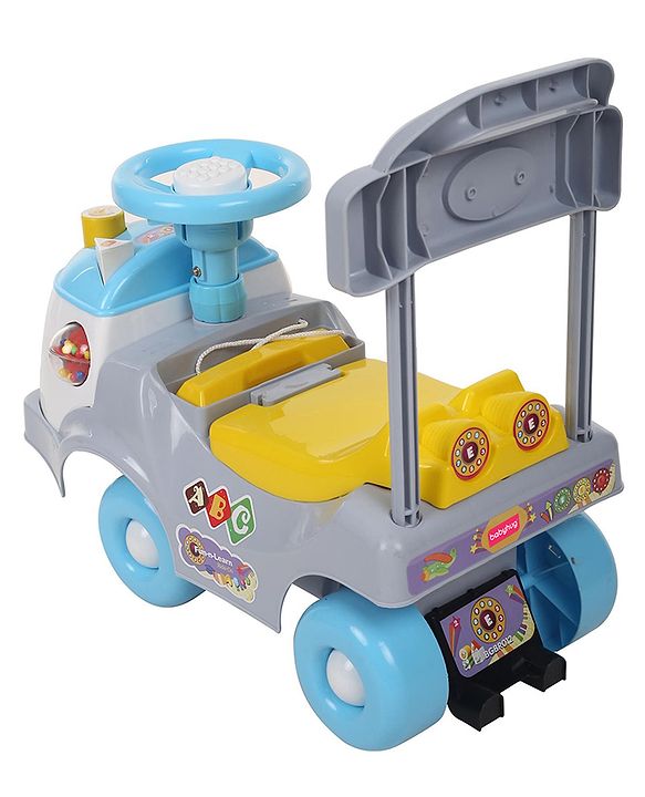 Babyhug Fun N Learn Ride-On With Storage Space & High Backrest - Yellow And Blue