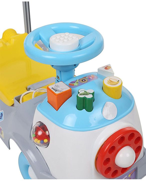 Babyhug Fun N Learn Ride-On With Storage Space & High Backrest - Yellow And Blue