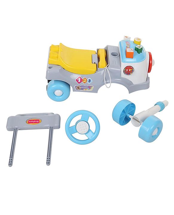 Babyhug Fun N Learn Ride-On With Storage Space & High Backrest - Yellow And Blue