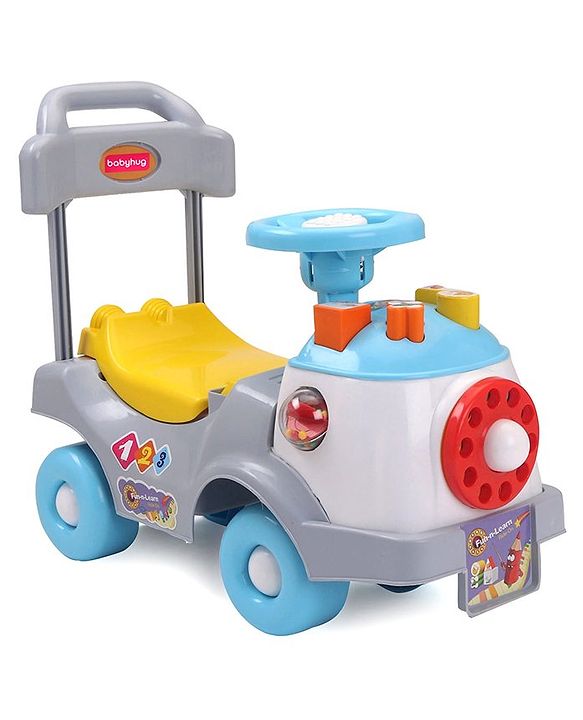 Babyhug Fun N Learn Ride-On With Storage Space & High Backrest - Yellow And Blue
