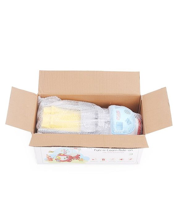 Babyhug Fun N Learn Ride-On With Storage Space & High Backrest - Yellow And Blue