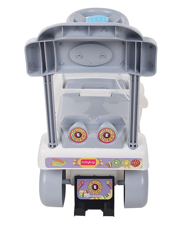Babyhug Fun N Learn Ride-On With Storage Space & High Backrest - White Green