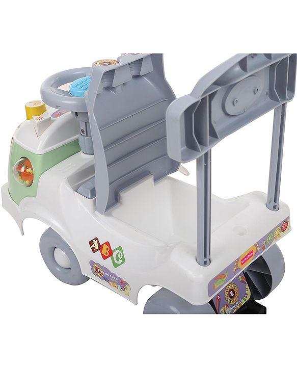 Babyhug Fun N Learn Ride-On With Storage Space & High Backrest - White Green