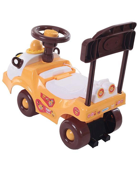 Babyhug Teddy Foot To Floor Ride-On With Steering Wheel & High Backrest - White