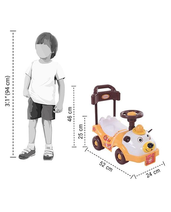 Babyhug Teddy Foot To Floor Ride-On With Steering Wheel & High Backrest - White
