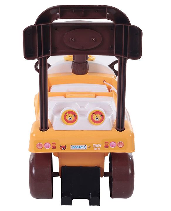 Babyhug Teddy Foot To Floor Ride-On With Steering Wheel & High Backrest - White