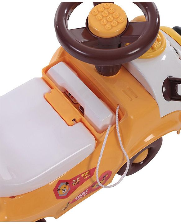 Babyhug Teddy Foot To Floor Ride-On With Steering Wheel & High Backrest - White