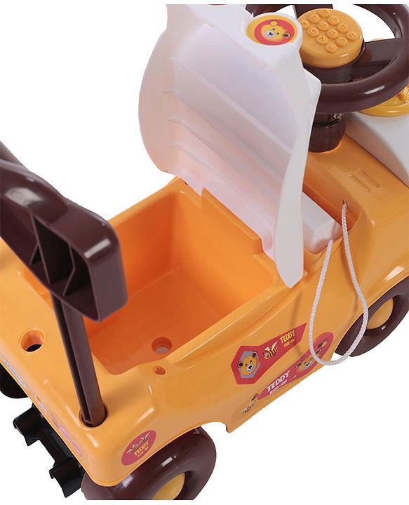 Babyhug Teddy Foot To Floor Ride-On With Steering Wheel & High Backrest - White