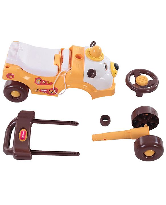 Babyhug Teddy Foot To Floor Ride-On With Steering Wheel & High Backrest - White