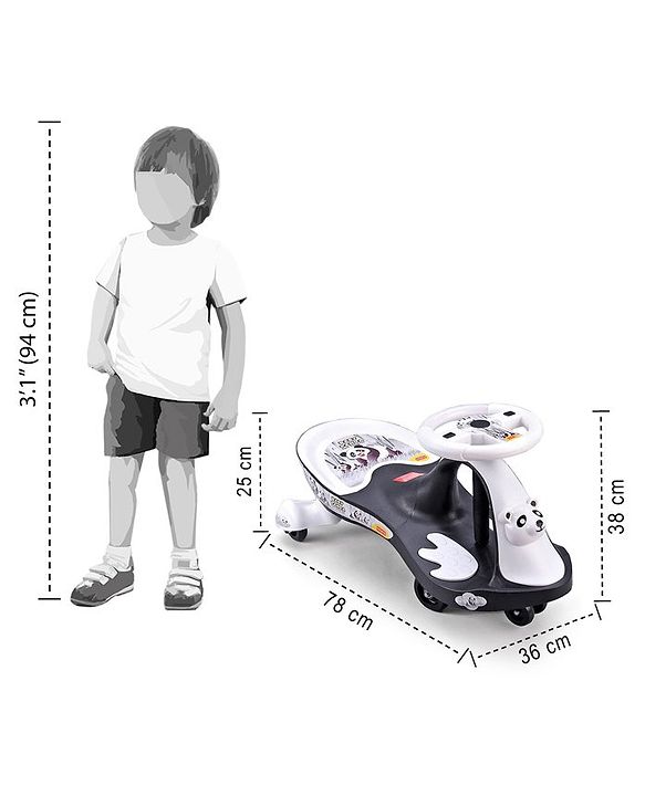 Babyhug Baby Panda Gyro Swing Car With Steering Wheel - Black & White