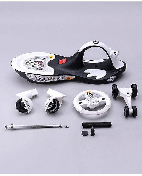 Babyhug Baby Panda Gyro Swing Car With Steering Wheel - Black & White