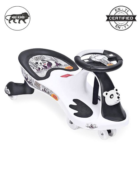 Babyhug Baby Panda Gyro Swing Car With Steering Wheel - Black & White