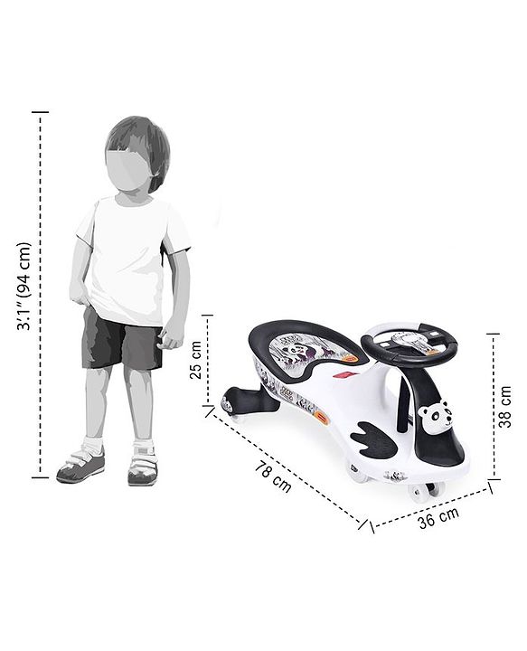 Babyhug Baby Panda Gyro Swing Car With Steering Wheel - Black & White