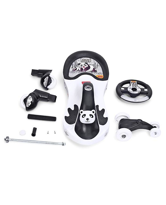 Babyhug Baby Panda Gyro Swing Car With Steering Wheel - Black & White