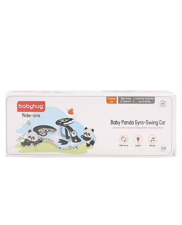 Babyhug Baby Panda Gyro Swing Car With Steering Wheel - Black & White