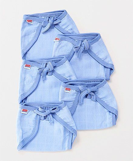 Babyhug Muslin Cloth Nappy Set of 5 Medium - Blue