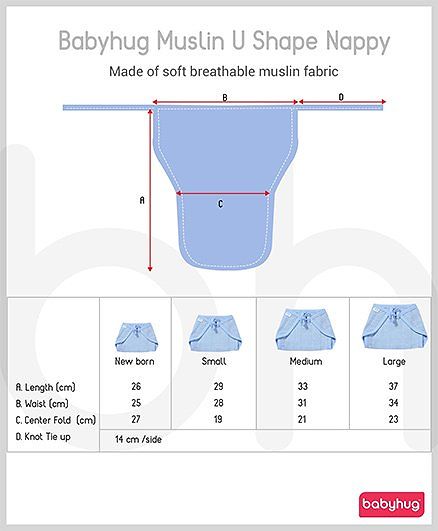 Babyhug Muslin Cloth Nappy Set of 5 Medium - Blue