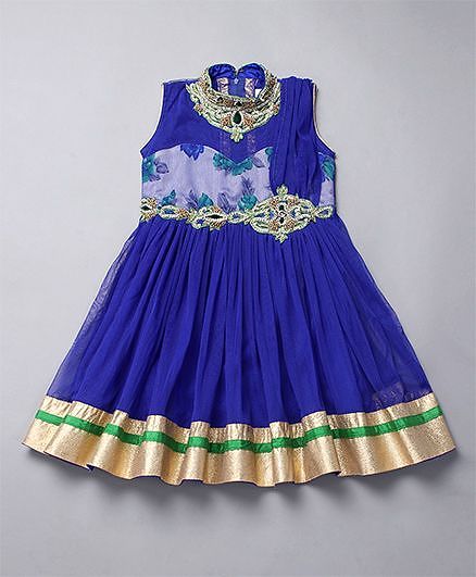 Babyhug Sleeveless Kurti Churidar With Dupatta - Blue