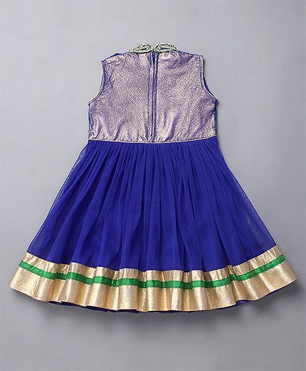 Babyhug Sleeveless Kurti Churidar With Dupatta - Blue
