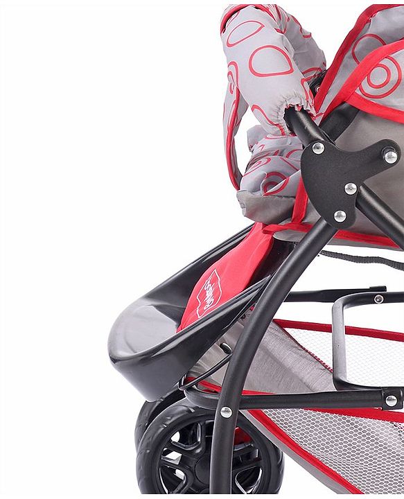 Babyhug Cosy Cosmo Stroller With Reversible Handle & Back Pocket - Bright Red