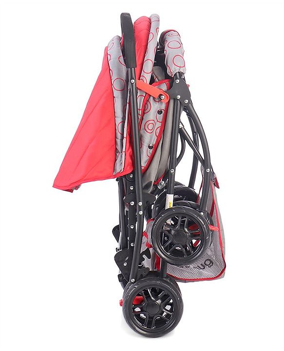 Babyhug Cosy Cosmo Stroller With Reversible Handle & Back Pocket - Bright Red