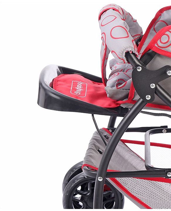 Babyhug Cosy Cosmo Stroller With Reversible Handle & Back Pocket - Bright Red