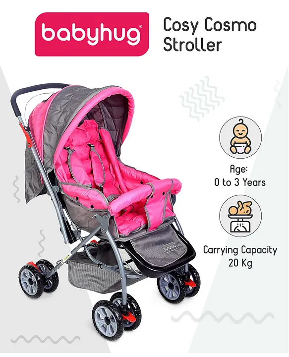 Babyhug Cosy Cosmo Stroller With Reversible Handle Back Pocket