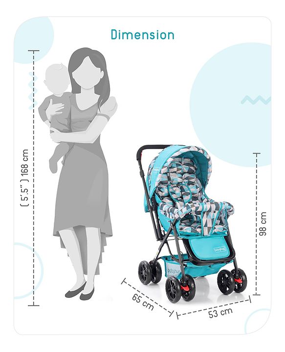 Babyhug Cocoon Stroller With Mosquito Net & Reversible Handle - Sea Green