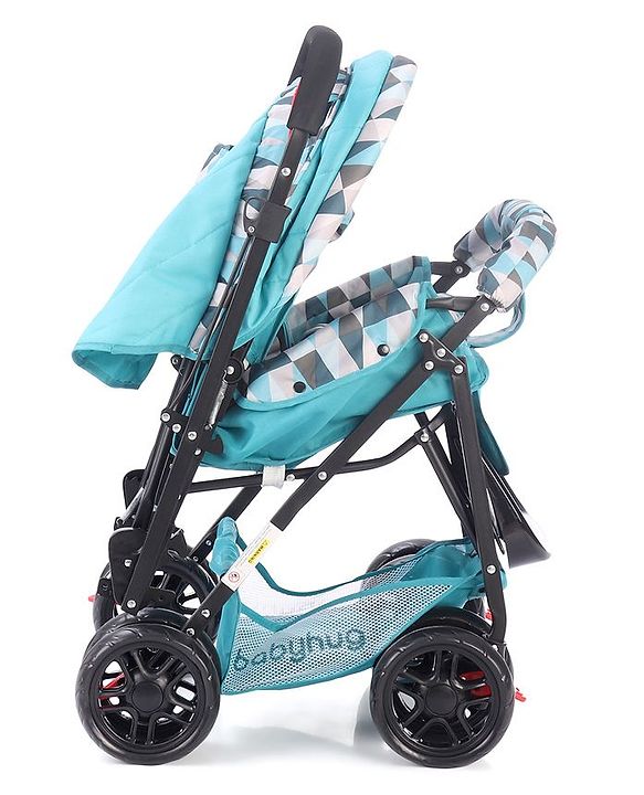 Babyhug Cocoon Stroller With Mosquito Net & Reversible Handle - Sea Green