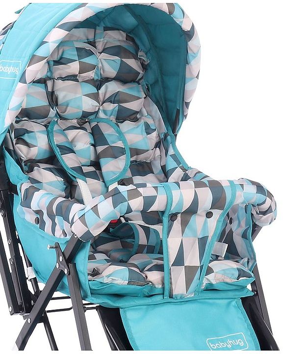 Babyhug Cocoon Stroller With Mosquito Net & Reversible Handle - Sea Green