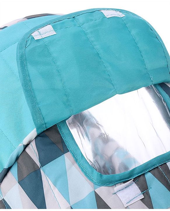 Babyhug Cocoon Stroller With Mosquito Net & Reversible Handle - Sea Green