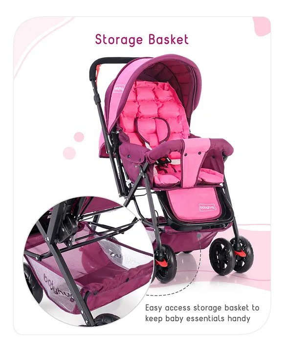 Babyhug Cocoon Stroller With Mosquito Net Reversible Handle Fuchsia Online in India Buy at Best Price from FirstCry 700003