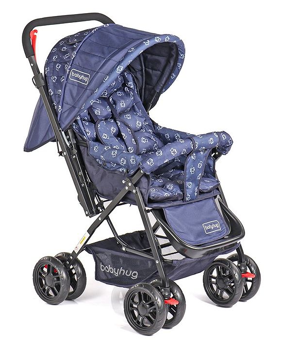 Babyhug Cocoon Stroller With Mosquito Net & Reversible Handle - Blue