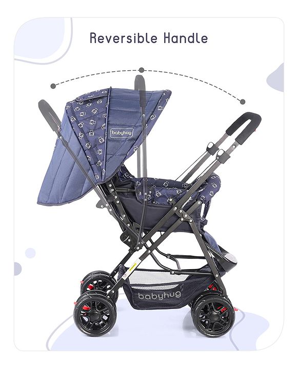 Babyhug Cocoon Stroller With Mosquito Net & Reversible Handle - Blue