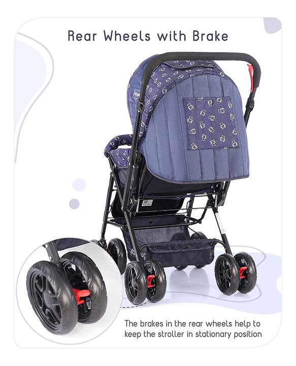 Babyhug Cocoon Stroller With Mosquito Net & Reversible Handle - Blue